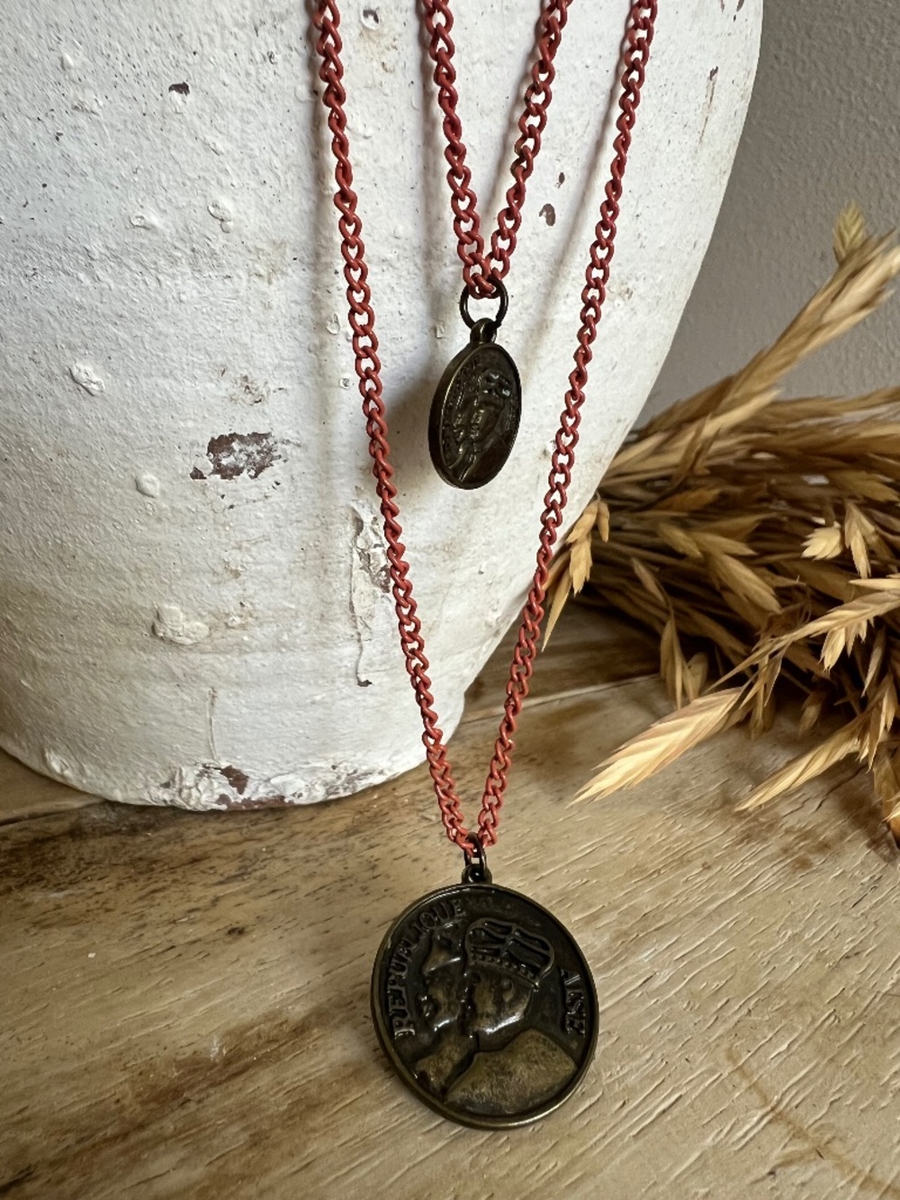 Layered Coin Medallion Pendant Necklace